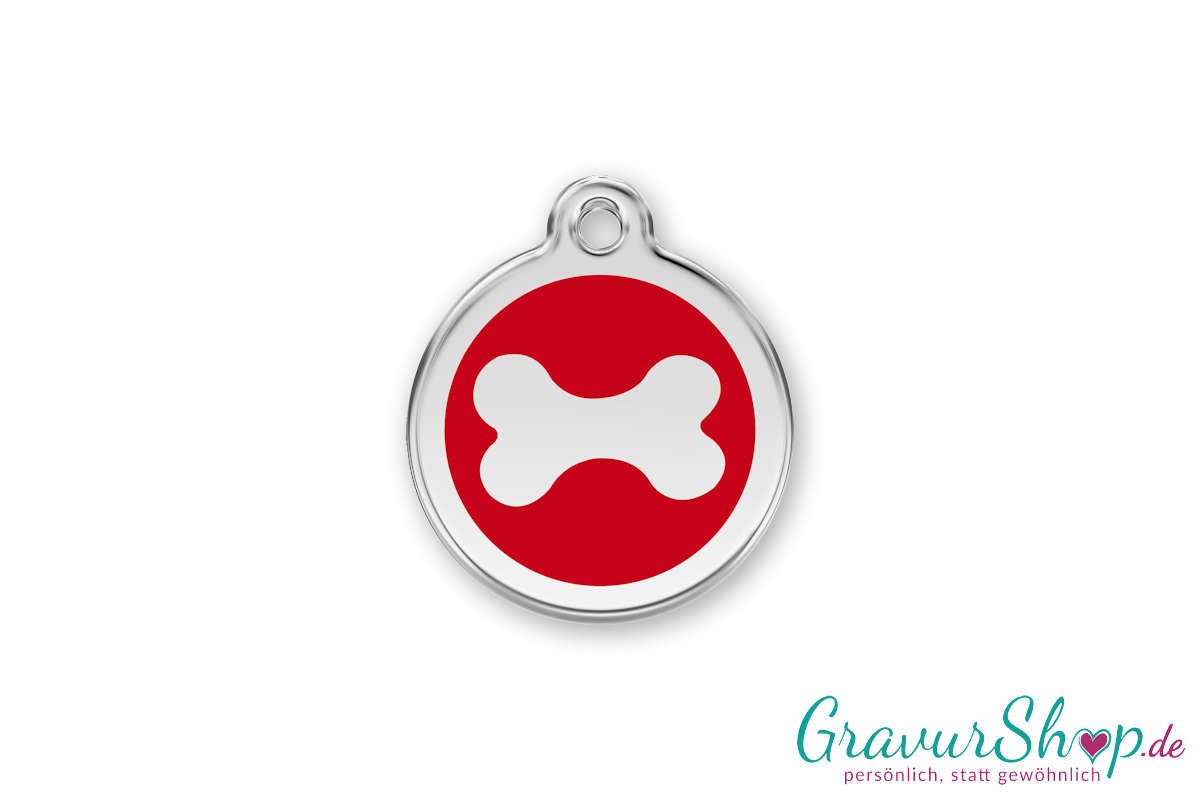 Hundemarke 14 S mit Gravur Rot