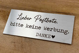 Schilder für Briefkasten - Bitte keine Werbung - Edelstahl 