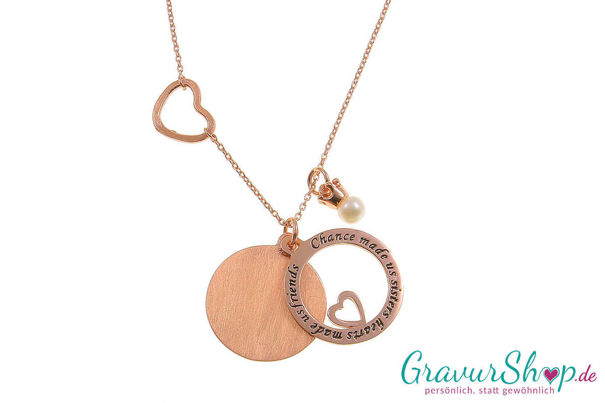 Rosevergoldeter Silberanhänger Nr. 45 mit Gravur