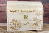 Personalisierte Spardose Schatztruhe Holz mit deiner Wunschgravur