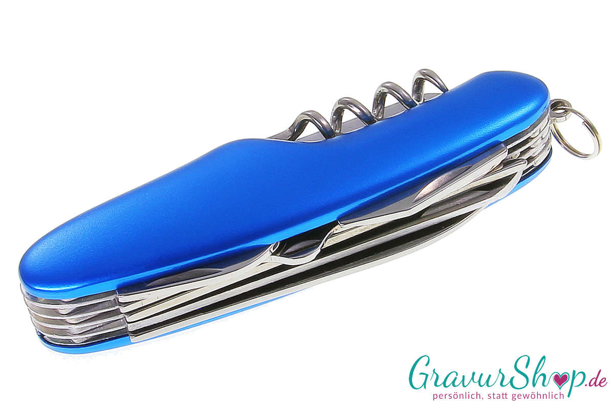 Taschenmesser 01 Blau mit Gravur Oben