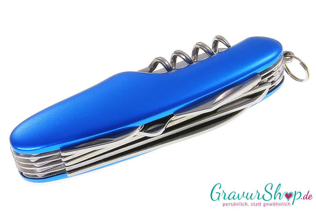 Taschenmesser 01 Blau mit Gravur Oben