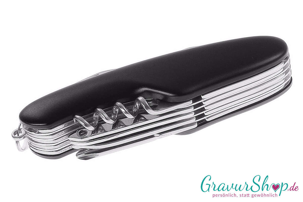 Taschenmesser 01 Schwarz mit Gravur Unten