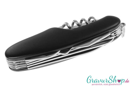 Taschenmesser 01 Schwarz mit Gravur Oben