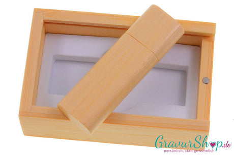 USB Stick 02 16GB Bambus hell mit Gravur Muster 1