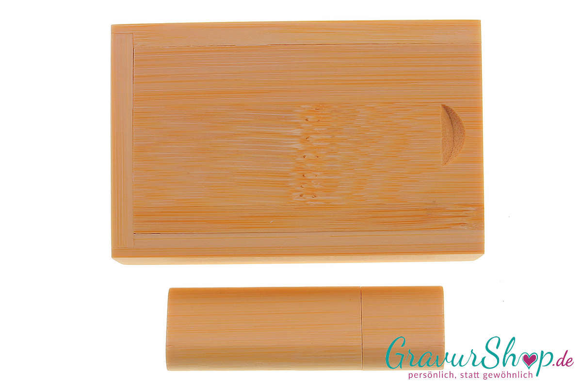 USB Stick 02 16GB Bambus hell mit Gravur Muster 2