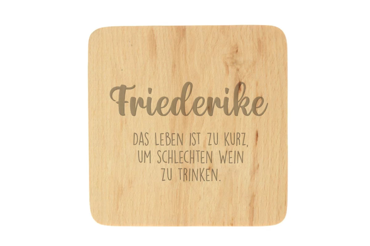 Untersetzer aus Holz mit Gravur Namen und Text - Muster 2