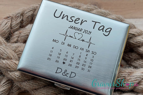 Zigarettenetui 11 Unser Tag mit Gravur Muster 1