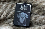 Zippo Feuerzeug mit deinem Foto und Wunschtext graviert Ebony Muster 2