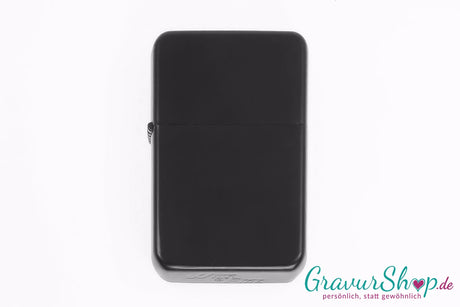 Benzin Feuerzeug black brushed mit Gravur