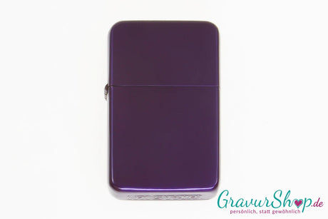 Benzin Feuerzeug purple brushed mit Gravur