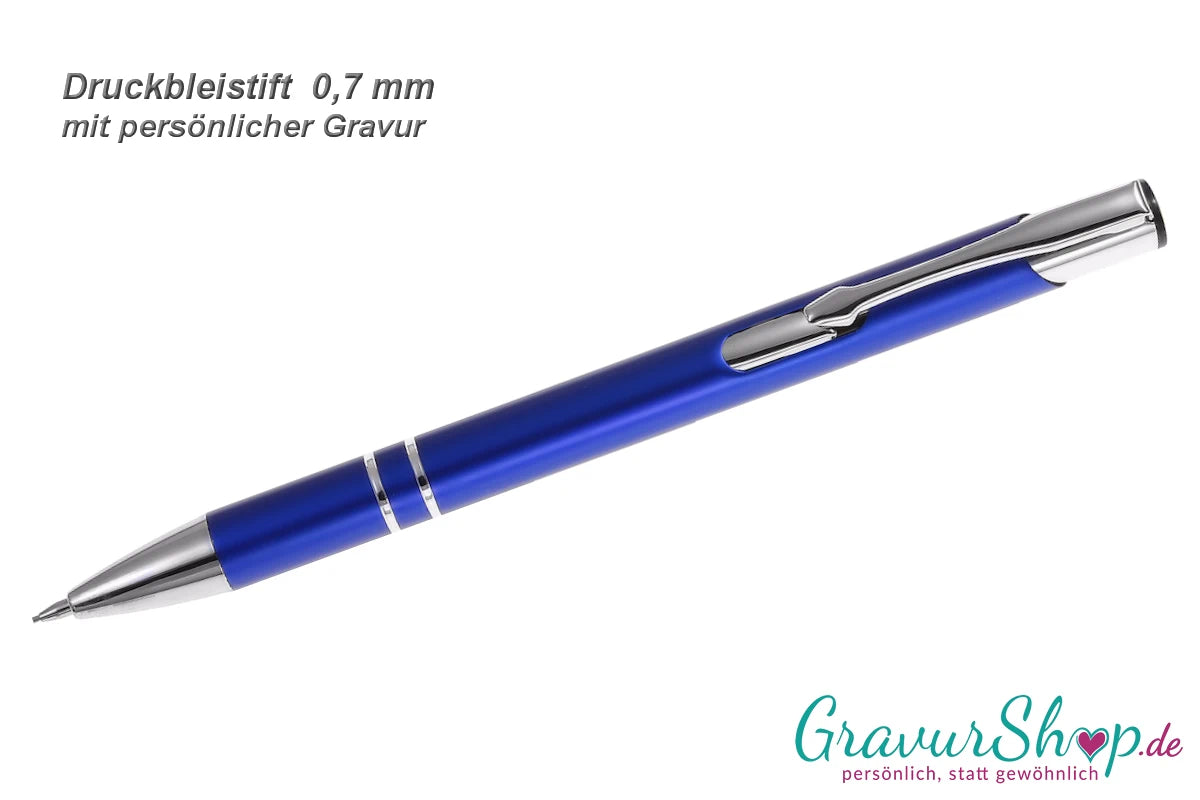 Druckbleistift blau mit Gravur