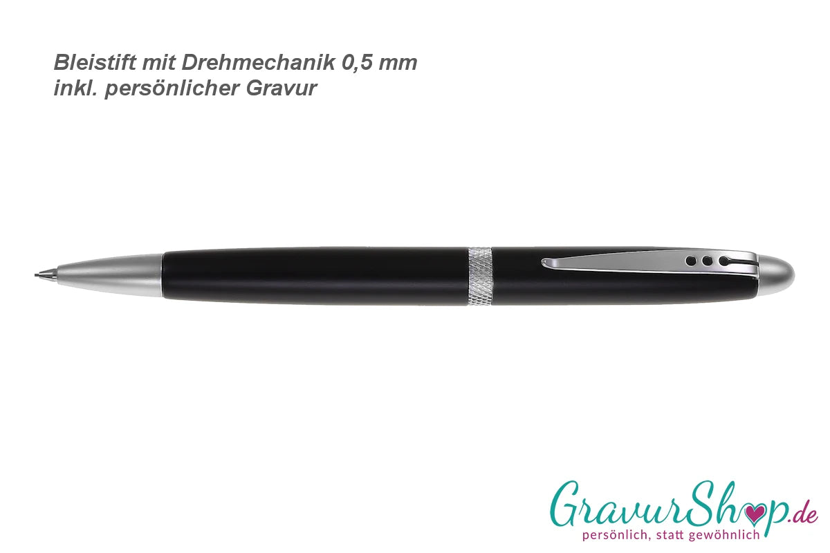 Drehbleistift schwarz mit Lasergravur