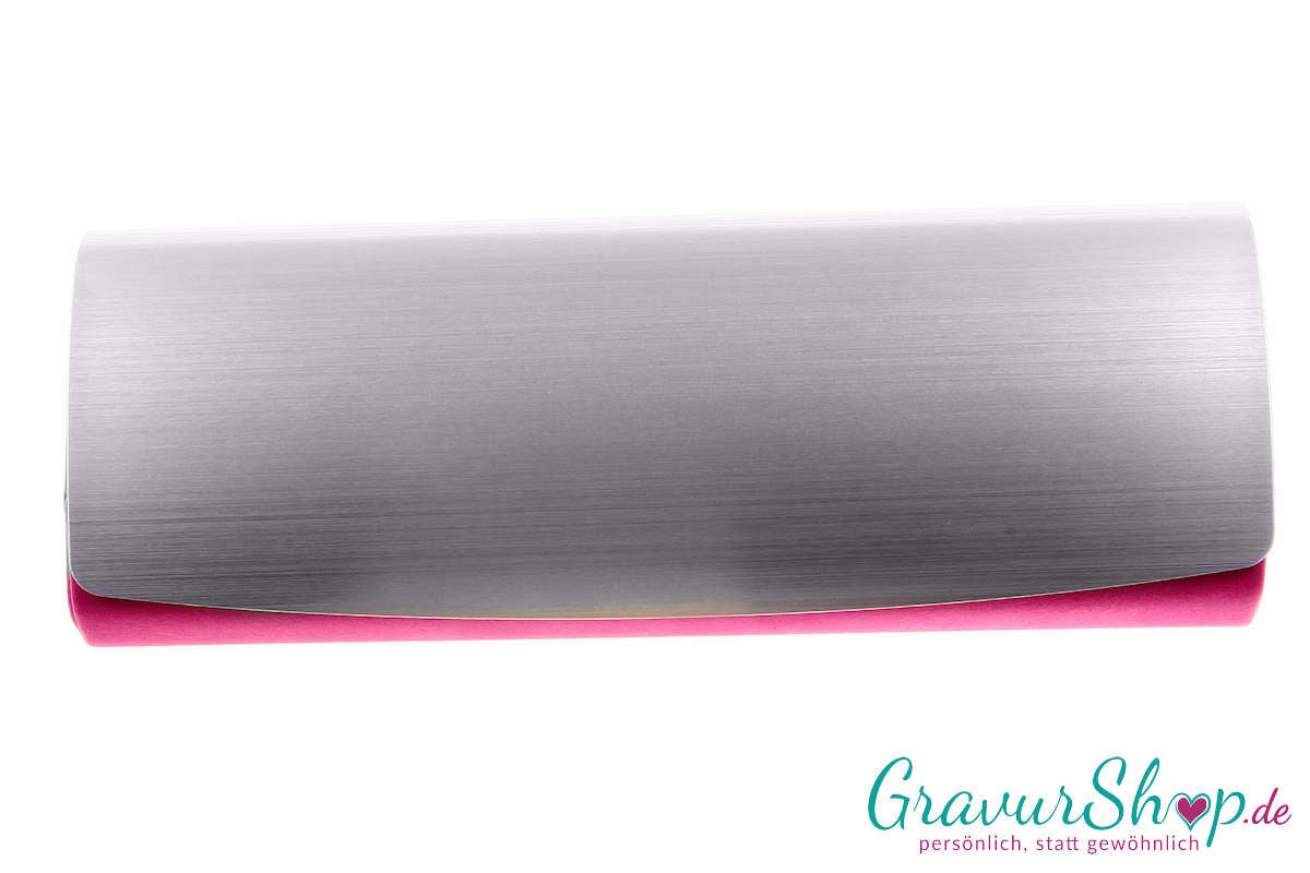 Großes Brillenetui 03 aus rosa Kunstleder, im Etui – inkl. Namensgravur