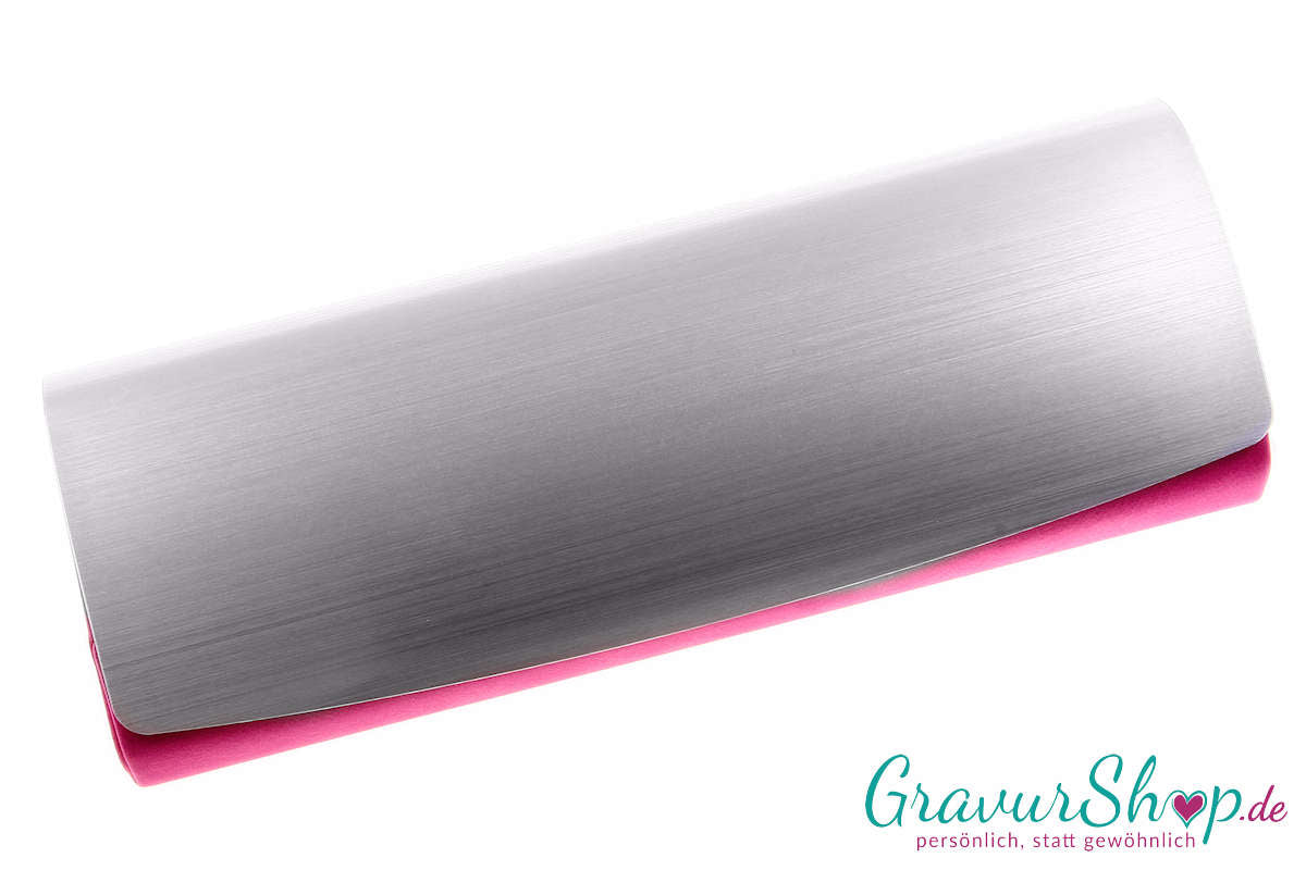 Großes Brillenetui 03 aus rosa Kunstleder, im Etui – gratis graviert