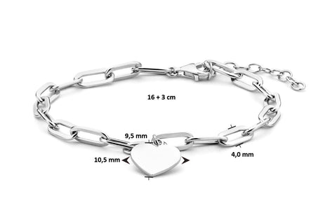 925 Silber Armband rhodiniert mit Herz inkl. Gravur