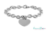 Charm-Armband 04 aus allergiefreiem Edelstahl mit poliertem Herz (24 × 24 mm), bis 22 cm einstellbar – mit Namensgravur