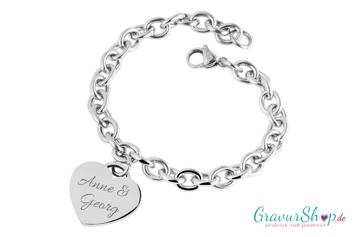 Charm Edelstahlarmband 22 cm mit Mustergravur