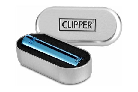 Clipper Metall Deep Blue mit Gravur in Geschenkbox