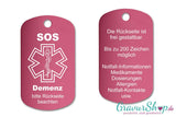 Demenz - SOS Notfallkette, Notfallanhänger mit Gravur - pink