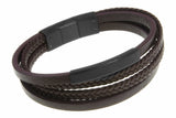Braunes 4-fach-Lederarmband, zwei Bänder – mit Namensgravur