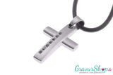 Edelstahlanhänger Kreuz mit Zirkonia 30 x 22 mm inkl. Gravur