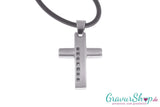 Edelstahlanhänger Kreuz mit Zirkonia 30 x 22 mm inkl. Gravur