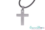 Edelstahlanhänger Kreuz mit Zirkonia 30 x 22 mm inkl. Gravur Rückseite