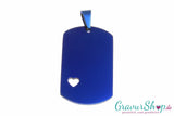 Edelstahl DogTag blau mit Herz Rückseite