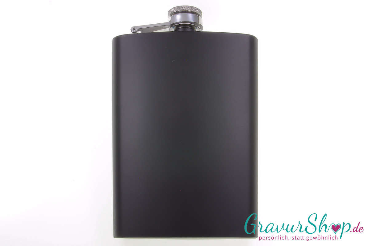 Edelstahl Flachmann 12 H schwarz mit Gravur Bild 2