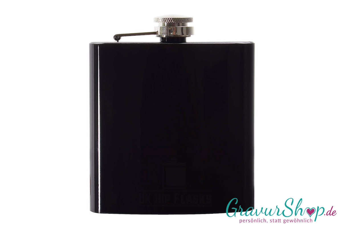 Flachmann 20 I mit Gravur glänzend schwarz