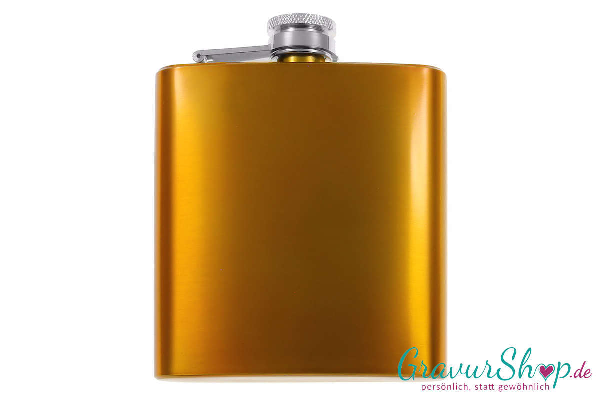 Flachmann 20 M gold glänzend mit Gravur Bild 2