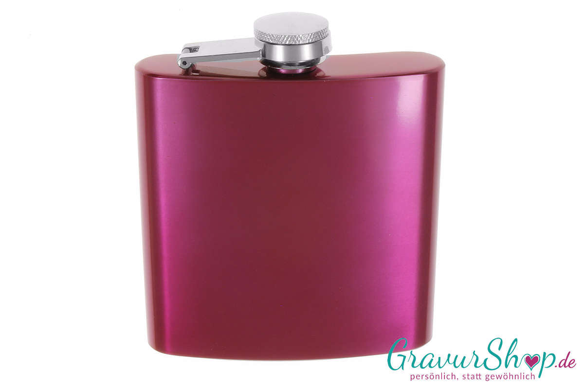 Flachmann 20 J Magenta mit Gravur Bild 2