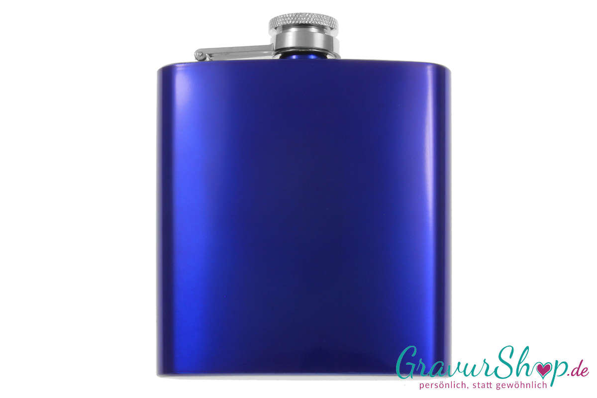 Flachmann 20 K marineblau mit Gravur