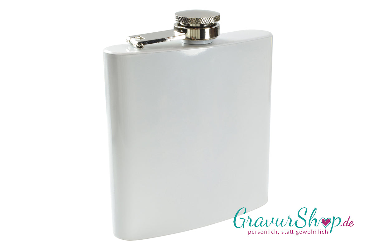 Flachmann 20 O weiß 20 OZ mit Gravur
