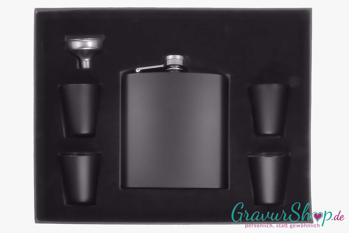 Flachmann 42 schwarz mit Gravur Bild 2