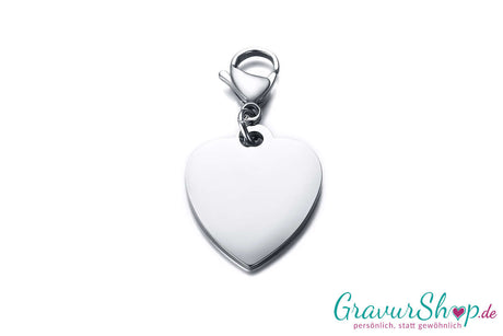 Silberner Edelstahl Charm Anhänger mit Diamant Gravur