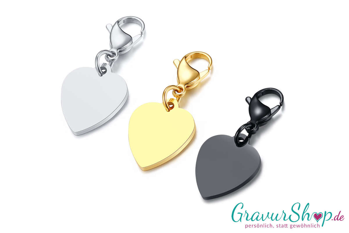 Charm Anhänger in 3 Farben mit Gravur