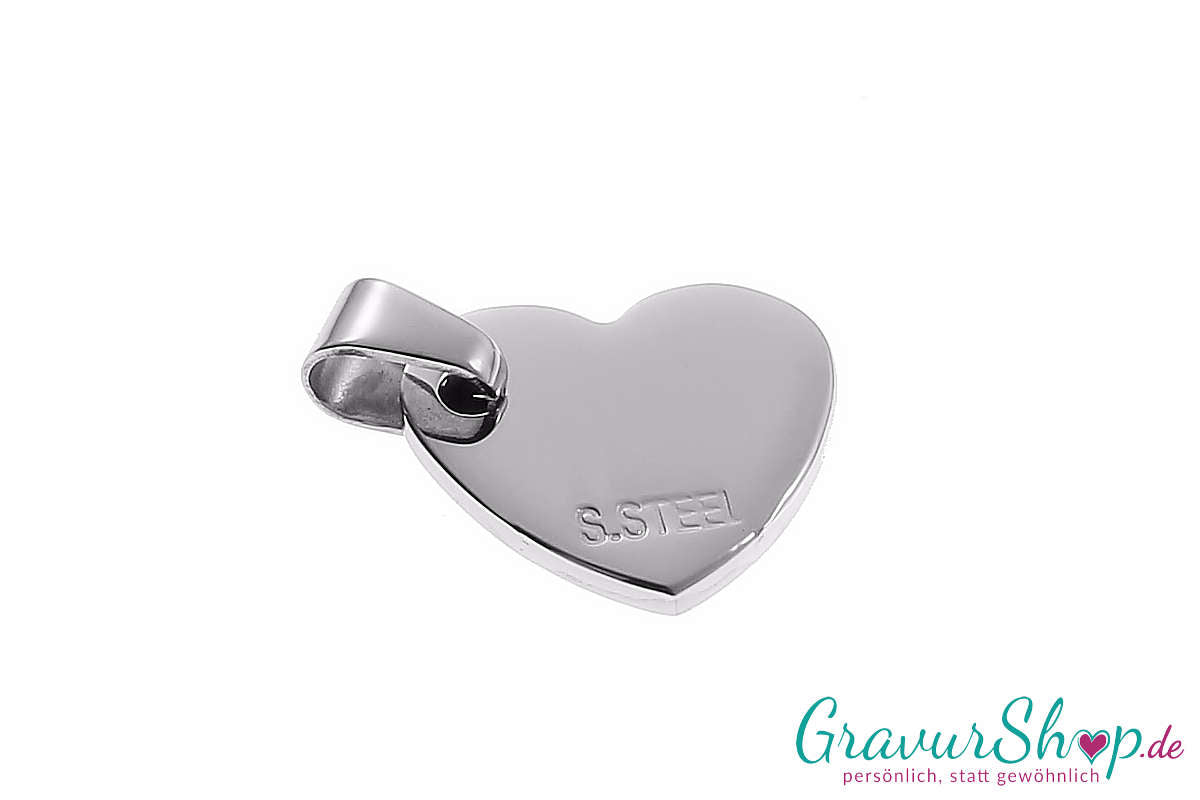 Edelstahlanhänger Herz 17 x 17 mm mit Gravur Rückseite