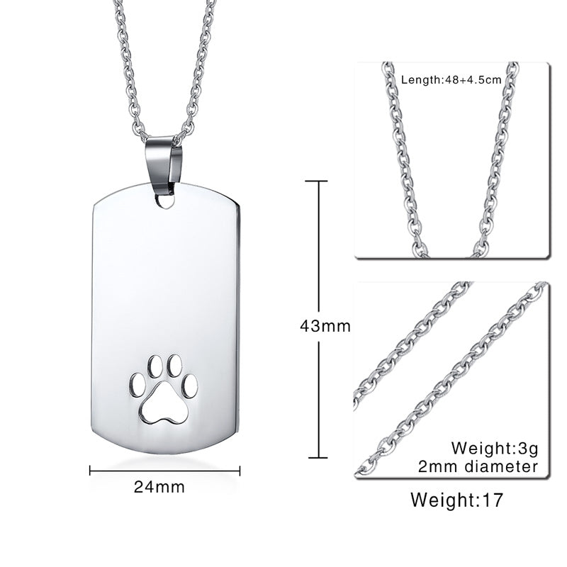 Edelstahl DogTag Hundepfote Hochglanz poliert mit Gravur
