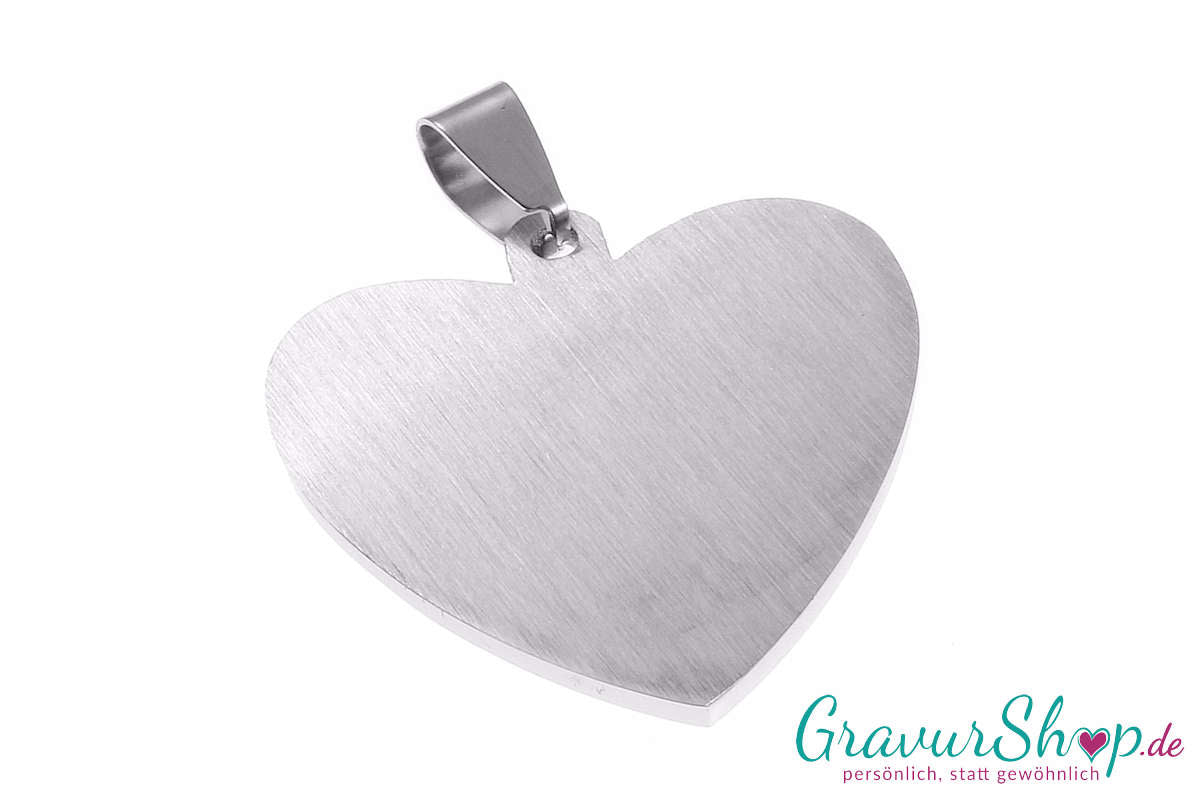 Herz Edelstahlanhänger 31 x 30 mm Rückseite mit Gravur