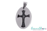 Edelstahlanhänger Kreuz schwarz Vater unser mit Gravur