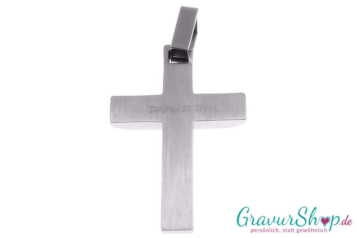 Kreuz Edelstahlanhänger inkl. Gravur Rückseite