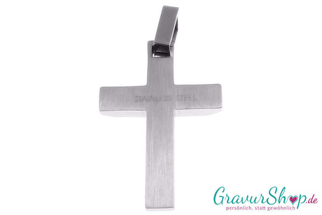 Kreuz Edelstahlanhänger inkl. Gravur Rückseite