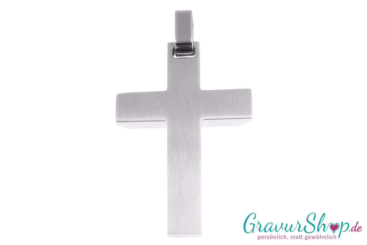 Kreuz Edelstahlanhänger mit Strassstein inkl. Gravur
