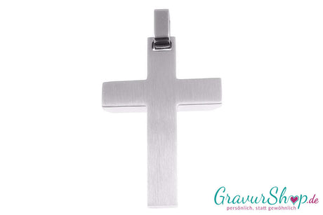 Kreuz Edelstahlanhänger mit Strassstein inkl. Gravur