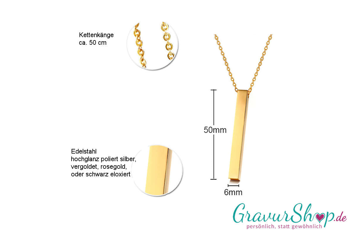 Edelstahl Kette 07 gold mit Gravur