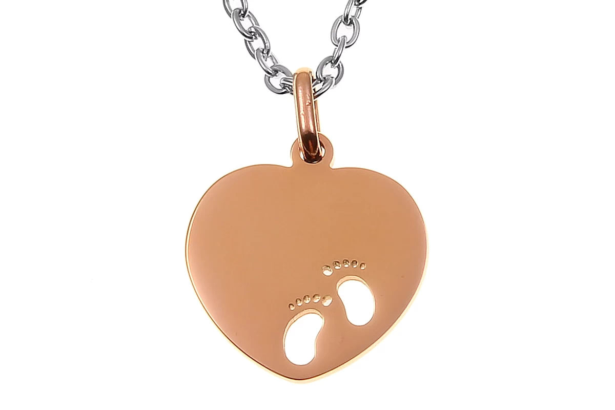 Edelstahlanhänger Füsschen rosegold mit Gravur