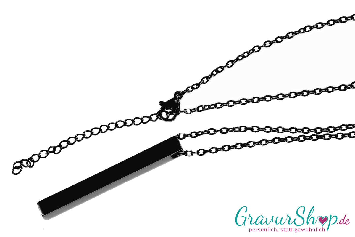 Säulen Edelstahlanhänger 25 x 5 mm Schwarz mit Gravur