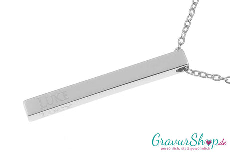Säulen Edelstahlanhänger 45 x 5 mm Silber poliert mit Gravur
